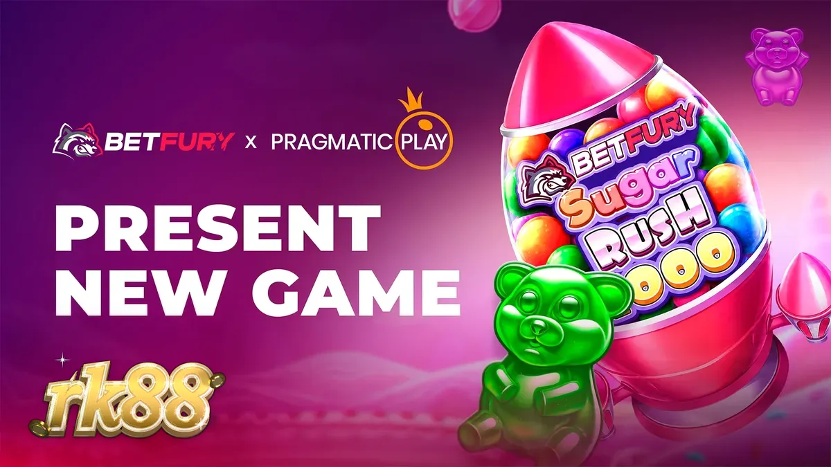 Tampilan visual grid 7x7 pada slot BetFury Sugar Rush 1000 dengan elemen permen yang cerah